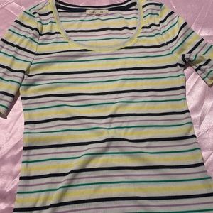 Colorful striped scoop neck t-shirt